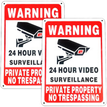 No Trespassing and 24H Video Surveillance Sign Aluminum
