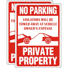 No Parking Sign Reflective Aluminum 10x14 Inches 2 Pack