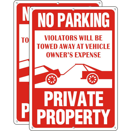 No Parking Sign Reflective Aluminum 10x14 Inches 2 Pack