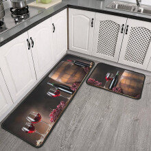 Vintage Wine Kitchen Mat Set 2 pcs Crystal Velvet Black