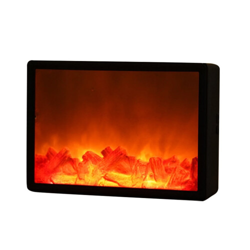 Fireplace Lantern LED Flame Effect Table Lamp Charcoal Style