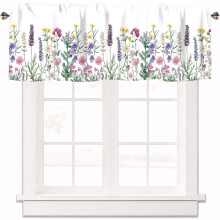 Spring Wildflowers Curtain Valance Pink Floral Bee Design