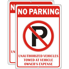 No Parking Sign Reflective Aluminum 10x14 Inches 2 Pack