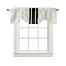 Black Stripe Tie-Up Valance Curtains Rod Pocket Adjustable