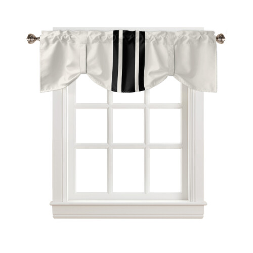 Black Stripe Tie-Up Valance Curtains Rod Pocket Adjustable
