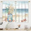 Coastal Kitchen Curtains Starfish Blue 2-Piece Tier Set 1