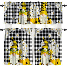 Kitchen curtain valance set black white buffalo plaid