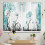 Farmhouse Teal Daisy Floral Kitchen Curtains Rustic 1