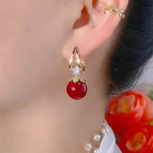 Women's Bow-Shaped Sparkly Huggie Dangle Earrings