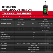 HT609 Pro Natural Gas Detector Gas Leak Detector 0-1000PPM Sound & Screen Alarm Flammable Natural Methane Gas Detector