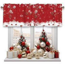 Christmas Snowflake Valance Red Sparkle 54x18 inch