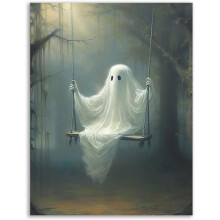 Vintage Cute Ghost Canvas Wall Art Poster