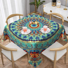 Mandala Tablecloth Vinyl Waterproof 54x54 Inch