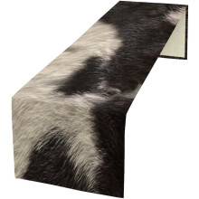 Cowhide Table Runner Black White 13x70in