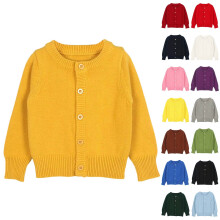 Girls Casual Round-Neck Button Cardigan Uniform Sweater 7-8