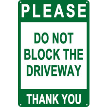 No Parking Metal Sign Driveway Block Prevention 12 x 8 Inch