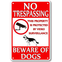 Beware of Dog Metal Tin Sign Outdoor Fence Use