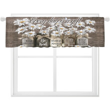 Farmhouse Kitchen Valance Rustic Daisy Floral 1 Panel 55x18