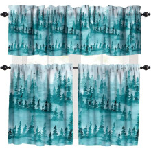 Forest Kitchen Valance Curtains Set of 3 Watercolor