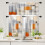 Kitchen Curtains Set Orange Grey Abstract 3-Piece 1