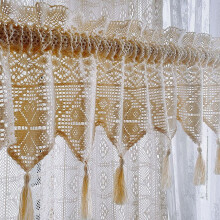 Boho Crochet Curtain Valance Farmhouse Style 1 Piece