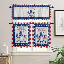 4th of July Window Curtain Set Semi-Sheer 3-Piece