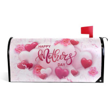 Magnetic Mailbox Cover with Hearts and Pink Roses 25.5 x