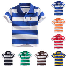Boys' striped rugby shirts short sleeve oversized fit 11-12Y