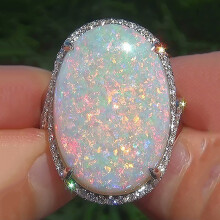 Opolski Fashion Women's Oval Artificial Opal Ring