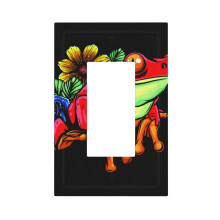 Watercolor Red Frog Flower Light Switch Cover 1-Gang