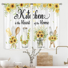 Sunflower Kitchen Curtains Yellow Floral 2 Panels