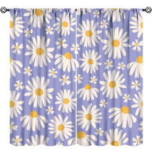 Daisy Flower Curtains Purple Cartoon Print Rod Pocket