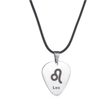 Men's Stainless Steel Leo Zodiac Guitar Pick Pendant