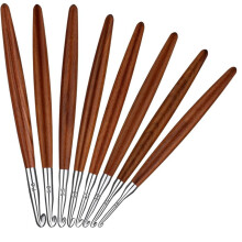 8 Pack Crochet Hooks Set, Aluminum Crochet Hooks with Wood Handle for Arthritic Hand DIY Knitting Size 3mm-7mm