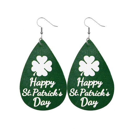 St. Patrick's Day Earrings Green Geometric Irish Design 1