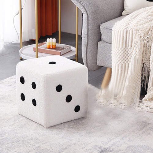 Dice Design Cube Foot Stool White 20x20x20cm Solid Wood