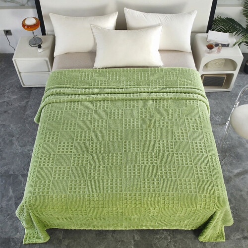 Fleece Throw Blanket Soft Breathable Polyester Green