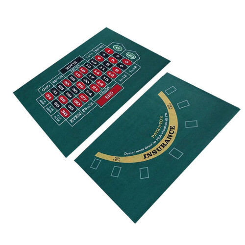 Double-Sided Poker Table Mat 60x90 cm with Blackjack and