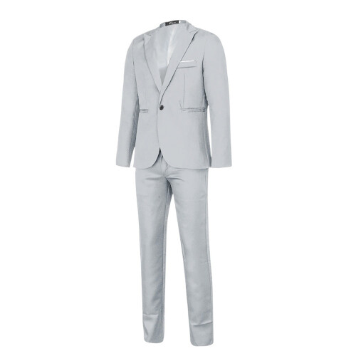 Men's Slim Fit Solid 2-Piece Suit Set