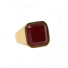 Men's Stainless Steel Tiger Eye Ring Red Black