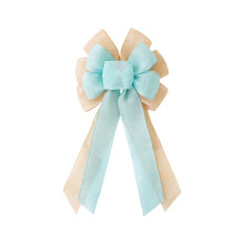 Burlap Wreath Bow Rustic Jute Tree Topper Blue