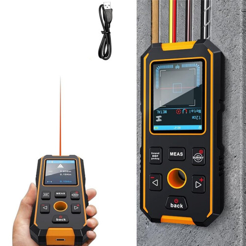 Stud Finder Wall Scanner Laser Distance Meter, Multifunction Stud Locator with Upgraded  Sensor, Display and Voice 1