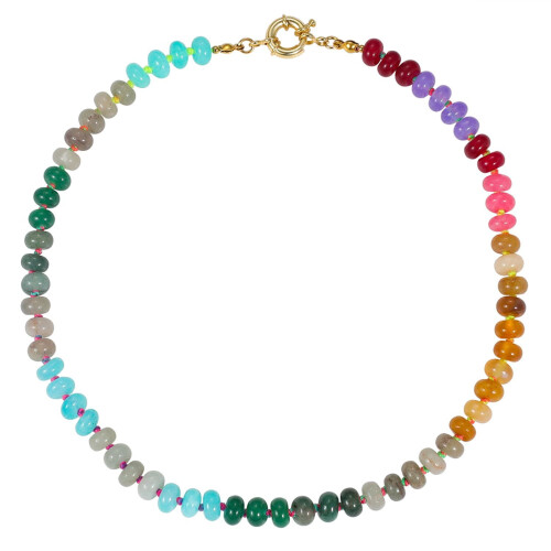 Collar bohemio de mujer con cuentas, perlas y arcoíris. 2