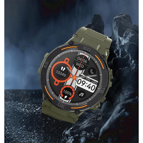 Montre connectée Bluetooth avec écouteurs intégrés et bracelet d'activité rond