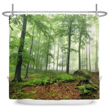 Rideau de douche motif forêt, imperméable, en polyester 3D