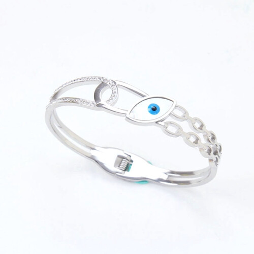 Pulseira de aço inoxidável com olho grego em titânio