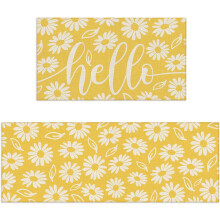 Zestaw dywaników kuchennych Yellow Daisy w kwiaty, antypoślizgowy, 2 sztuki