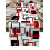 Chemin de table géométrique abstrait noir et rouge art moderne 1