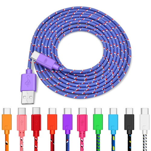 Cabo de dados USB-C trançado verde, 1 m