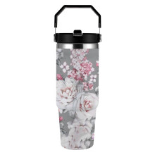 Gobelet en acier inoxydable rose aquarelle de 30 oz avec